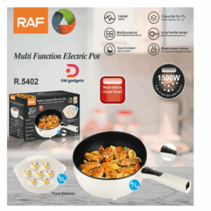 RAF®R.5402 Non-stick electric multi-function pot with 2-layer steam rack 7L 1500W - White