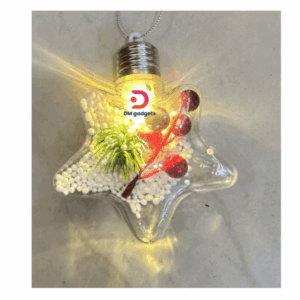 DM®8cm Clear Plastic Christmas Star Ball Ornaments With Light X SET 3 PCS