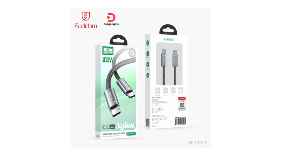Earldom® EC-201C-C 100W Nylon USB-C to C Charging Cable 1M