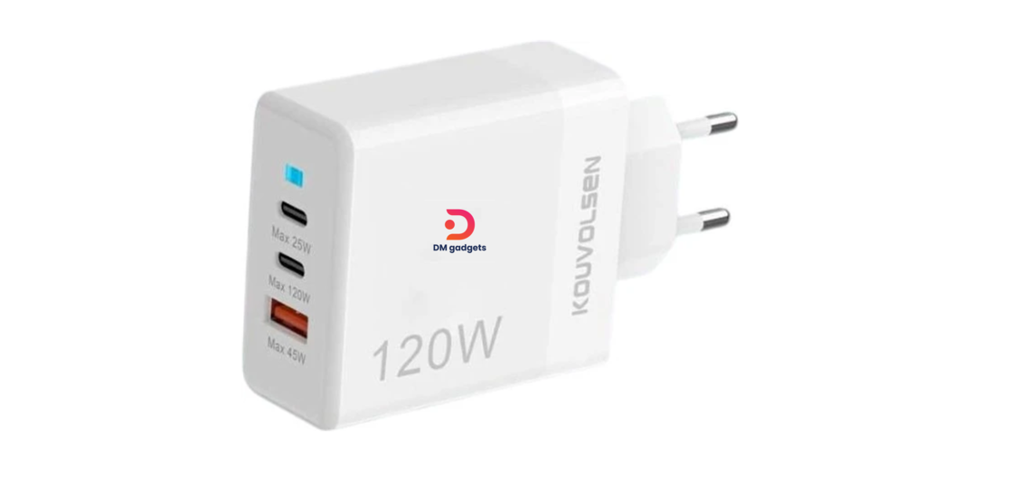Kouvolsen®CX-180B 120W PD-QC 3.0 with 1 USB-A and 2 Type-C Ports-White