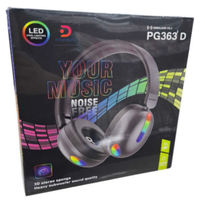 PG363 D® RGB Wireless headphones BT 5.3 Heavy Subwoofer Sound Quality Noise Free - Black