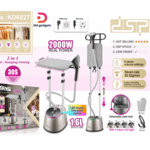 DSP®KD6027 2 in 1 Garment Steamer Vertical steam ironing system 2000W 1.6L Water Tank - Silver