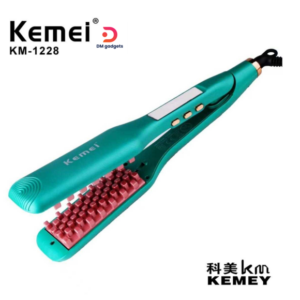 Kemei®KM-1228 Corn Splint LCD Display W Wave Design 3 In 1 Iron Hair Straighten Curler-Green