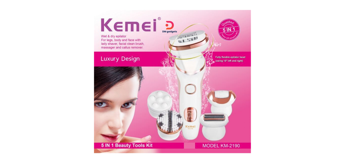 Kemei®KM-2190 Luxury Design 5-in-1 Beauty Tools Kit Body and Face - White