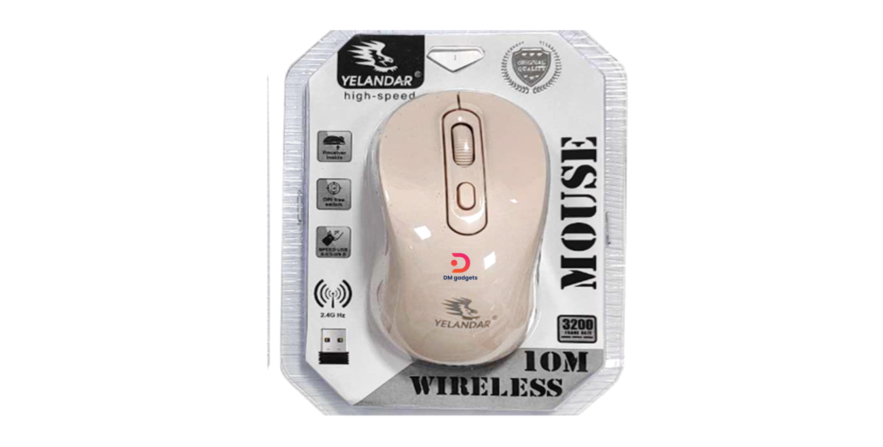 Yelandar®E50 2.4GHZ 10m – Ergonomic Wireless USB Mouse for PC Notebook, Pastel Colors-Beige