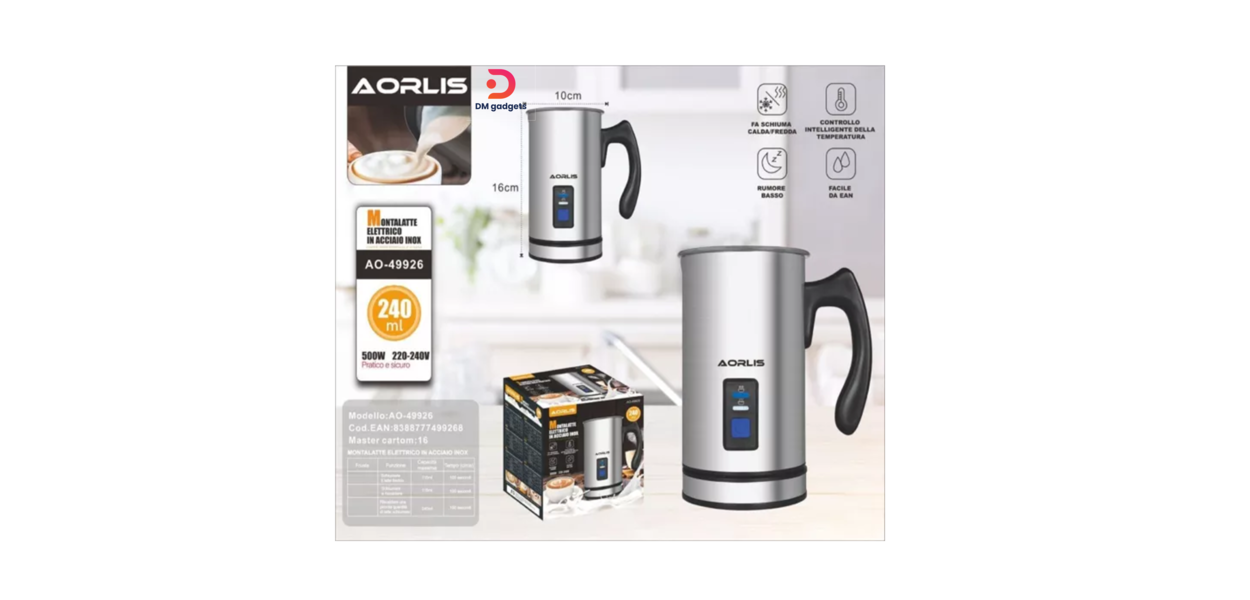 AORLIS®AO-49926 Electric Milk Frother 450ml 600W Stainless Steel Foamer 6 Functions, Hot / Cold-Silver