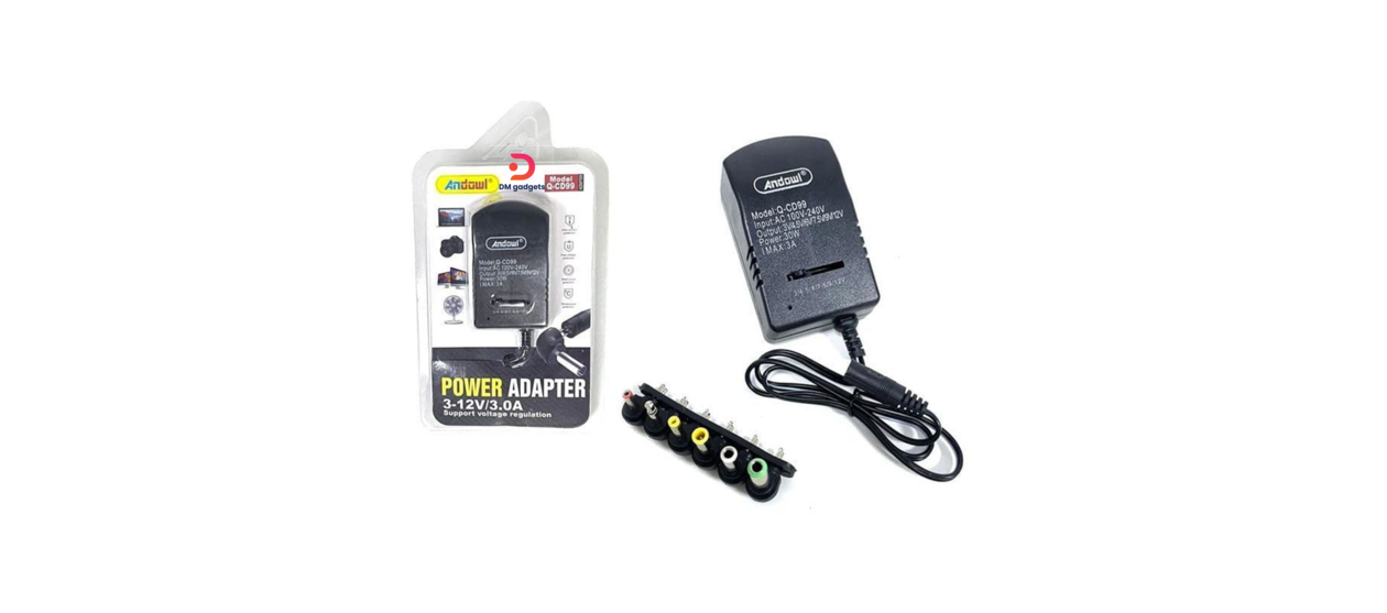 Andowl®Q-CD99 Adjustable Universal Power Supply with 6 Plugs - Black