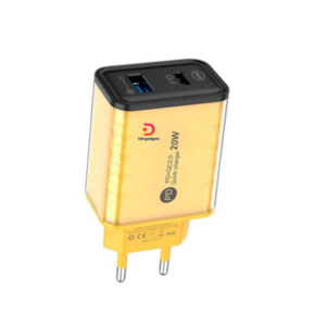 Kouvolsen®CX-176B Fast Charge Adapter with 2 USB-A and Type-C Ports – 20W Yellow