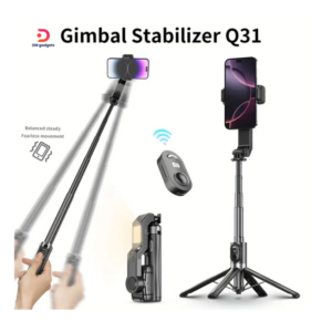Q31®Gimbal Stabilizer Single-Axis Handheld Selfie Stick Tripod with Auto Face Tracking-Fill Light-Black