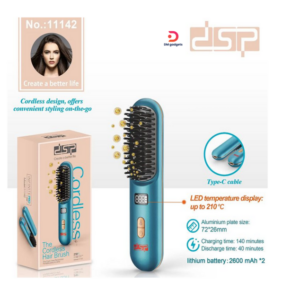 DSP®11142 Cordless Hair Straightening Brush with LED Display, 55W, 5V, 130 to 210°C