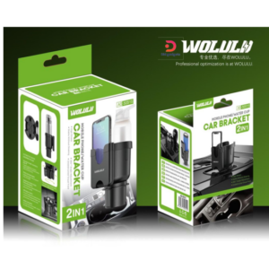 Wolulu®AS-50515 Car Cup Holder 2-in-1 Drink Rack Vehicle-mounted Water Cup Holder Phone Rack (Black)
