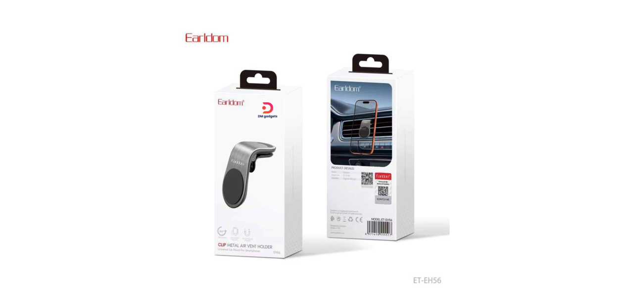 Earldom®ET-EH56 Universal Magnetic L-Shaped Car Holder – Silver/Black