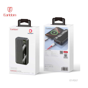 Earldom®PD57 Power Bank Adapter with Digital LCD Display – Dual-Port Fast Charging-Black