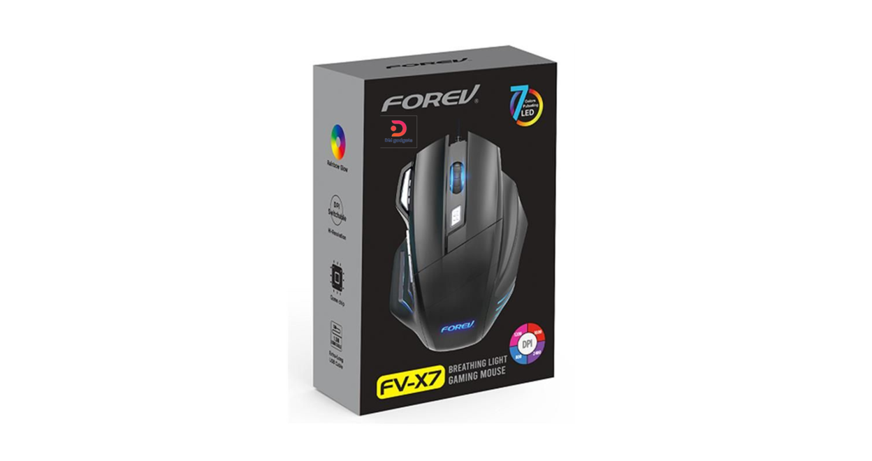 FOREV®FV-X7 3200dpi Wired Mechanical Gaming RGB Lighted Mouse (Black)