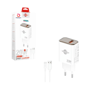 Wisdomup®OCD-29T 20W Fast Charger with USB-A to Type-C Cable - White