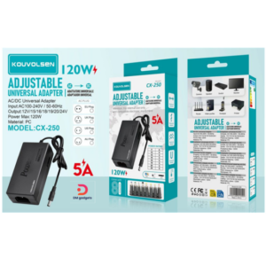 Kouvolsen®CX-250 120W ,12/15/16/18/19/20/24V Adjustable AC/DC Universal Adapter - Black