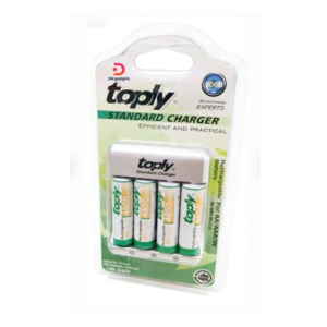 Toply®N.806B Standard Charger for AA/AAA/9V 100-240V with 4 AA Rechargeable Batteries