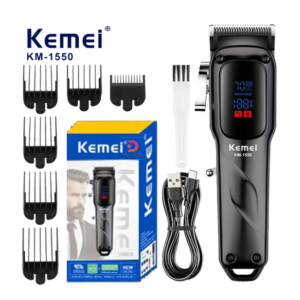 Kemei®KM-1550 7000RPM Hair Clipper with Digital LED display, Rechargeable - Black