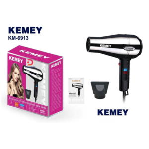 Kemey®KM-6913 High Quality Professional Hair Dryer 2200W- 3 speed Black-Silver