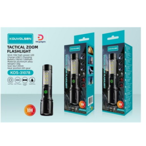 Kouvolsen®KOS-31078 Tactical Zoom Flashlight 10W- Black