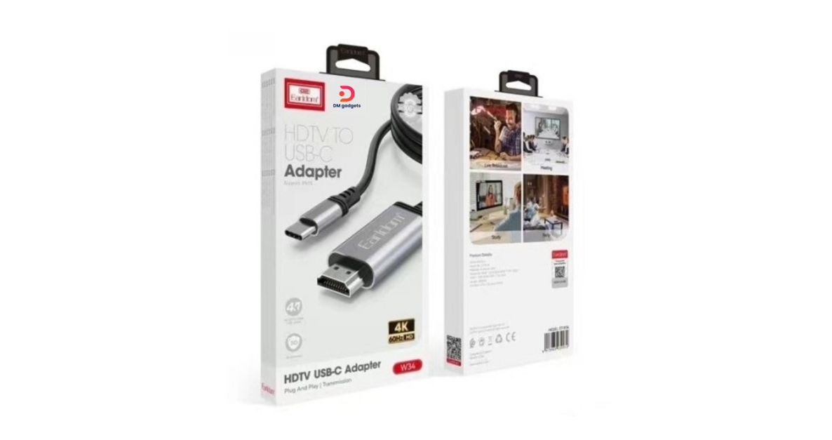 Earldom®W34 4K HDTV USB-C Adapter 2m - Silver/Black