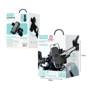 TREQA®BC-T24 Treqa Motorcycle/Bicycle Phone Mount with Adjustable Clips - Black
