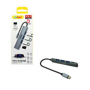 Andowl®Q-HU806 Type-C to 4-Port USB 3.0 4-in-1 Hub Adapter - Silver