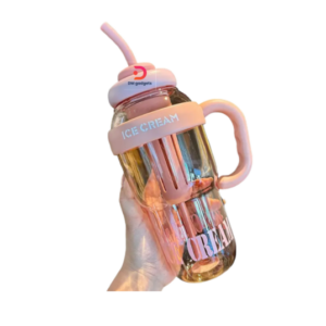 RTS16®Portable plastic water bottle with straw – 1300 ml– Pink