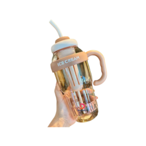 RTS16®Portable plastic water bottle with straw – 1300 ml– Beige