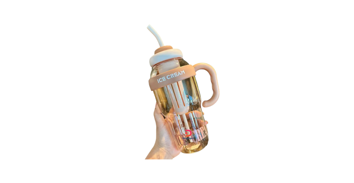 RTS16®Portable plastic water bottle with straw – 1300 ml– Beige