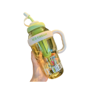 RTS16®Portable plastic water bottle with straw – 1300 ml– Green