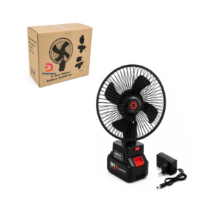 DM®Portable Rechargeable 98V Battery Fan with Base - Black