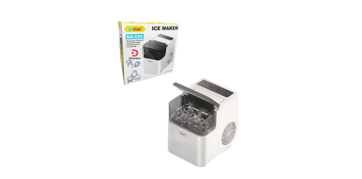 Andowl® NO.CE8 200W, Ice-capacity 12Kg, Countertop Ice Maker - White