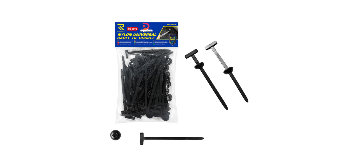 Rchang®50-Piece Nylon Cable Tie Buckle Set W18114 - Black