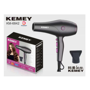 KEMEY®KM-6842 High Speed Negative Ions Hair Dryer 1300W with 3 Speed Cold/Hot -Black