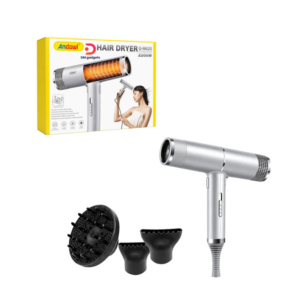 Andowl®Q-M620 Hair Dryer 2200W with Styling Attachments and Diffuser - Silver