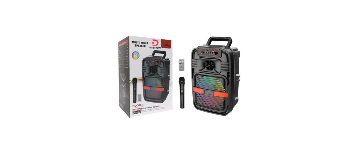 Sing-e®20W ZQ8175W 8 inches Portable LED Bluetooth Karaoke Speaker with Microphone