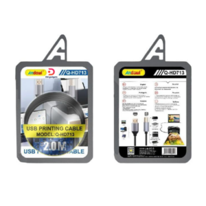 Andowl®Q-HD713 2M- USB Printing Cable- Black-Silver