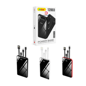 Andowl®Q-DC110 Red 12000mAh Power Bank with Built-in Charging Cables