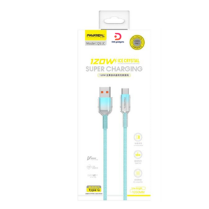 Pavareal®Q51C 120W ICE CRYSTAL Super Charging USB-a to Type-C Cable 1m – White/Blue