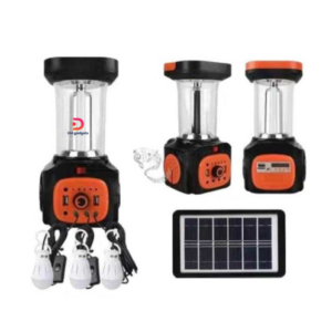 DM®T03–179050 Multifunctional LED torch with Solar-Panel/3 connected external lamps/USB+TF Ports