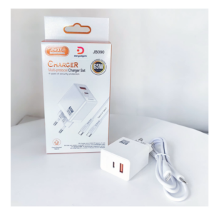 JOKADE®JB090 Mobile Fast Charger 65W with 1 USB-A and 1 Type-C Ports + Type-C to Type-C Cable-White