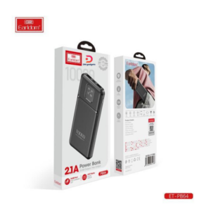 Earldom®PB64 10,000 mAh Power Bank with 2 USB-A Ports, Black