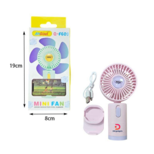 Andowl®Q-F609 Mini Rechargeable Handheld Fan with Mobile Phone Holder - Yellow