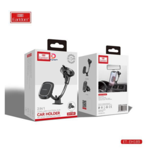 Earldom®ET-EH189 2 in 1 Long-ARM Suction Cup + Air Vent Mount – Car Holder - Black