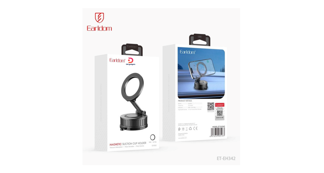 Earldom®ET-EH342 Magnetic 360 Degree Suction Cup Holder - Black