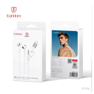 Earldom®ET-E76 2in1 3.5MM+USB-C Stereo Earphone - White