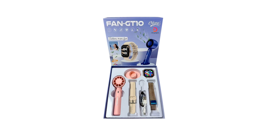 FAN-GT10®260301 Smartwatch set with wireless handheld fan – Beige