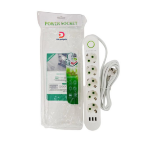 Qiaolian®1073U ,5-socket power strip with switch – Suko – 2m-3 USB-A Ports - White