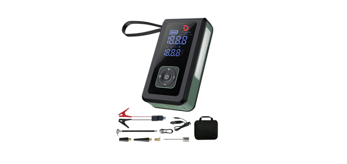 DM®3677 Vehicle Battery Jump Starter with Air Compressor 150-PSI– 8000mA/LED Display